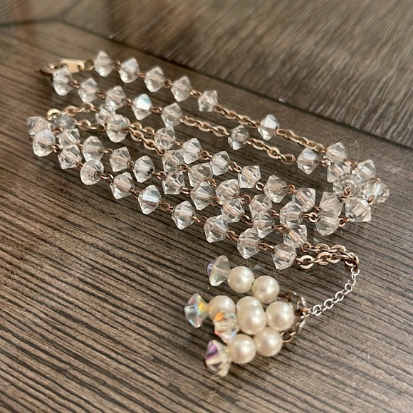 Vintage Cut Glass Crystal Y Necklace with Tassel - Picture 10 of 15